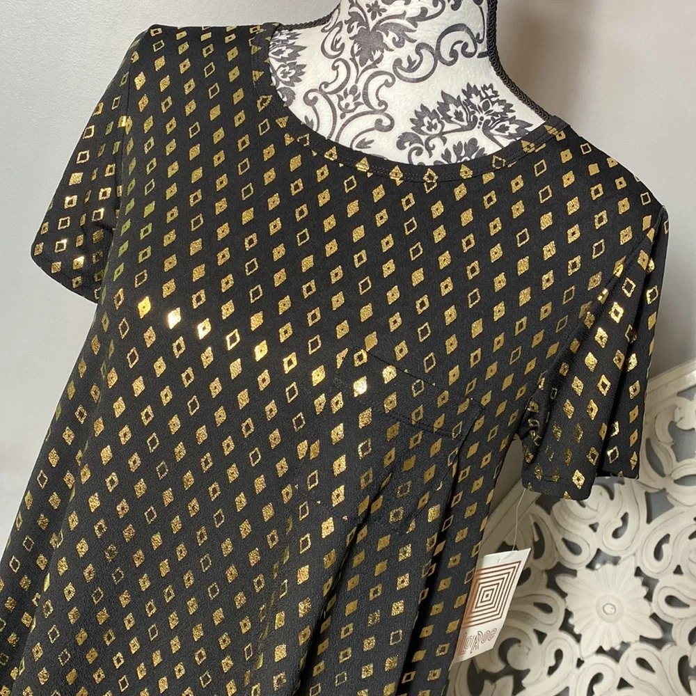 Lularoe Carly Dress Elegant Collection Black w/ Gold Shimmer Size XS NWT - Picture 4 of 10
